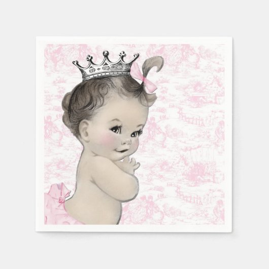 Roze Toile Baby shower Servetten (Voorkant)