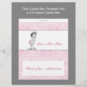 Roze Toile Baby Shower Snoep Bar Verpakking Flyer