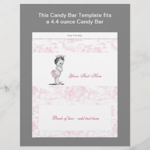 Roze Toile Baby Shower Snoep Bar Verpakking Flyer
