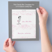 Roze Toile Baby Shower Snoep Bar Wrapper Flyer (Hand)