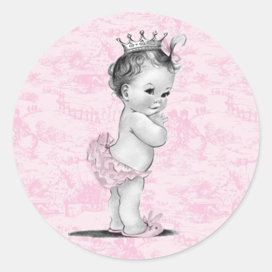 Roze Toile Baby shower Stickers (Voorkant)