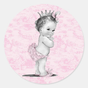  Roze Toile Baby shower Stickers