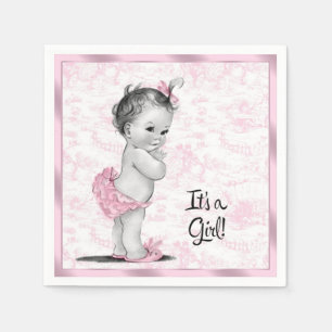 Roze toile babyshower servet