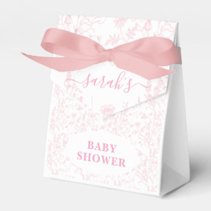 roze toile Beer Baby shower meisje Bedankdoosjes