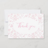 Roze Toile Beer Baby shower Meisje Dank u kaart (Voorkant)