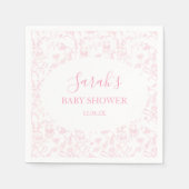 roze toile Beer Baby shower meisje Servet (Voorkant)
