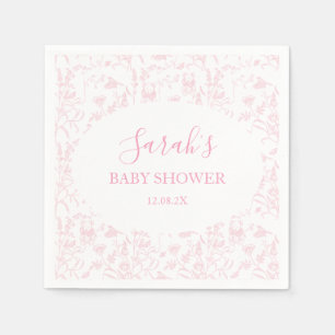 roze toile Beer Baby shower meisje Servet