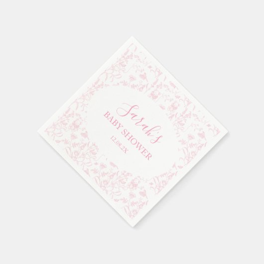 roze toile Beer Baby shower meisje Servet (Hoek)