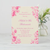  Roze Toile Bloem Bruidsmeisjes Luncheon Kaart (Staand voorkant)