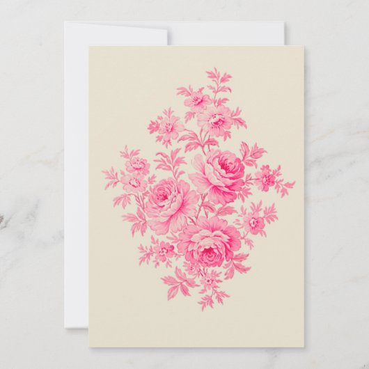  Roze Toile Bloem Bruidsmeisjes Luncheon Kaart (Achterkant)