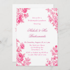  Roze Toile Bloem Bruidsmeisjes Luncheon Kaart