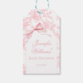 Roze Toile Bloemen Baby Meisje Douche Dank u Cadeaulabel (Voorkant)