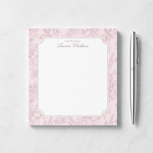 Roze Toile Bloemen Notitieblok
