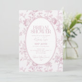 Roze Toile Bruidsdouche Kaart (Staand voorkant)