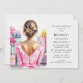 Roze Toile Brunch Bruidsfeest Kaart (Voorkant)