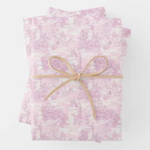 Roze toile cadeaupapier vellen