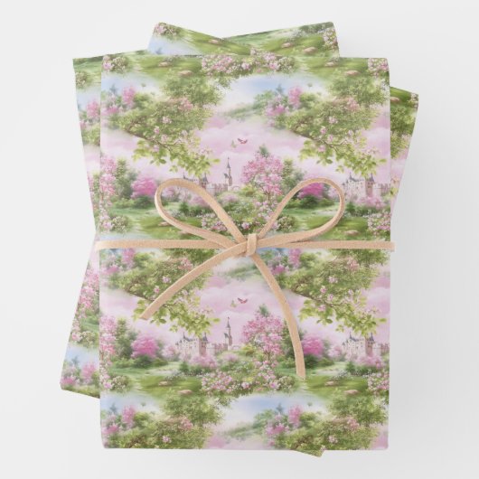 Roze toile cadeaupapier vellen (In situ)