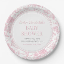 Roze toile-chinoiserie bloem baby shower 