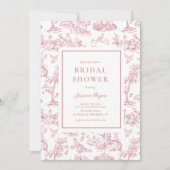 Roze  Toile Classic Vrijgezellenfeest Kaart (Voorkant)