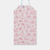 Roze Toile Coquette Bow 1st Verjaardag Meisje Cadeaulabel (Achterkant)