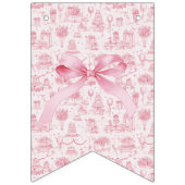 Roze Toile Coquette Bow Verjaardag Meisje Vlaggetjes (Eerste vlag)