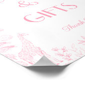 Roze Toile de Jou Baby shower Boeken en geschenken Poster (Hoek)