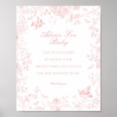 Roze Toile De Jouy Advies voor Baby shower Game Poster (Voorkant)