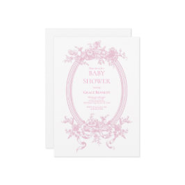 Roze Toile de Jouy Baby shower Kaart
