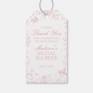 Roze Toile De Jouy Bloemachtige Bruiloftsfeest Fav Cadeaulabel