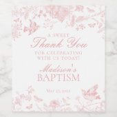 Roze Toile De Jouy Bloemdoop Favorieten Wijn Etiket (Enkel label)