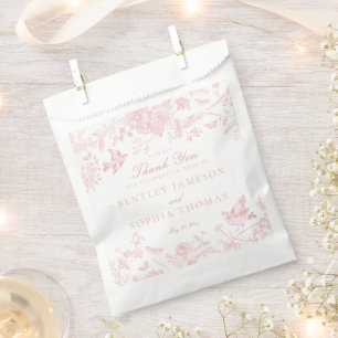Roze Toile De Jouy Bloemen Trouwdessert Bedankzakje