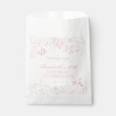 Roze Toile de Jouy Bloemen Verjaardag Dessert Bedankzakje (Voorkant)