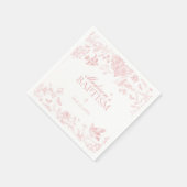 Roze Toile de Jouy  Bloemendoop Servet (Hoek)