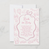 Roze Toile de Jouy boeken voor baby Kaart (Voorkant)
