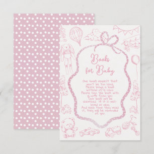 Roze Toile de Jouy boeken voor baby Kaart