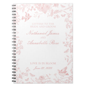 Roze Toile De Jouy Bruidsbrieven Bruid en Bruidego Notitieboek