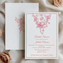 Roze Toile de Jouy Bruiloftsfeest Uitnodiging