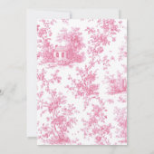 Roze Toile de Jouy Doop & Eerste Verjaardag Strik  Kaart (Achterkant)