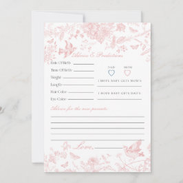 Roze Toile De Jouy Floral Advies voor Baby Kaart