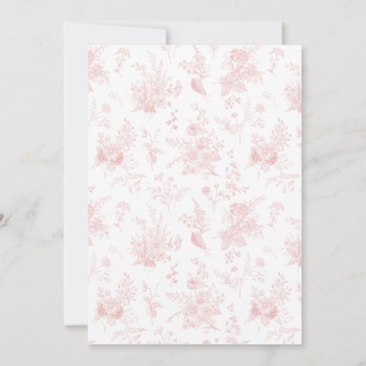 Roze Toile De Jouy Floral Advies voor Baby Kaart (Achterkant)