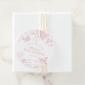 Roze Toile de Jouy Floral Baby shower gunst Bedankjes Labels (In situ)
