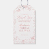 Roze Toile De Jouy Floral Vrijgezellenfeest Favors Cadeaulabel (Achterkant)
