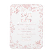 Roze Toile De Jouy Franse Bloemen Save the Date Magneet (Verticaal)