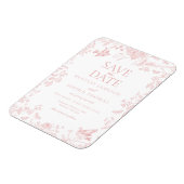 Roze Toile De Jouy Franse Bloemen Save the Date Magneet (Linkerzijde)