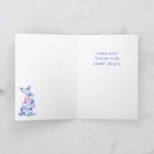 Roze Toile de Jouy Happy Easter Wenskaart Kaart (Binnen)