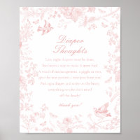 Roze Toile De Jouy Luier Gedachten Baby shower