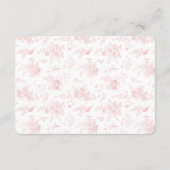 Roze Toile de Jouy Luier Raffle Uitnodiging Insert Informatiekaartje (Achterkant)