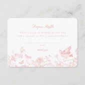 Roze Toile de Jouy Luier Raffle Uitnodiging Insert Informatiekaartje (Voorkant)