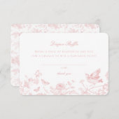 Roze Toile de Jouy Luier Raffle Uitnodiging Insert Informatiekaartje (Voorkant / Achterkant)