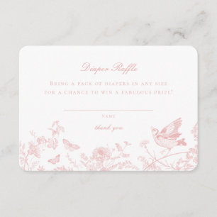 Roze Toile de Jouy Luier Raffle Uitnodiging Insert Informatiekaartje